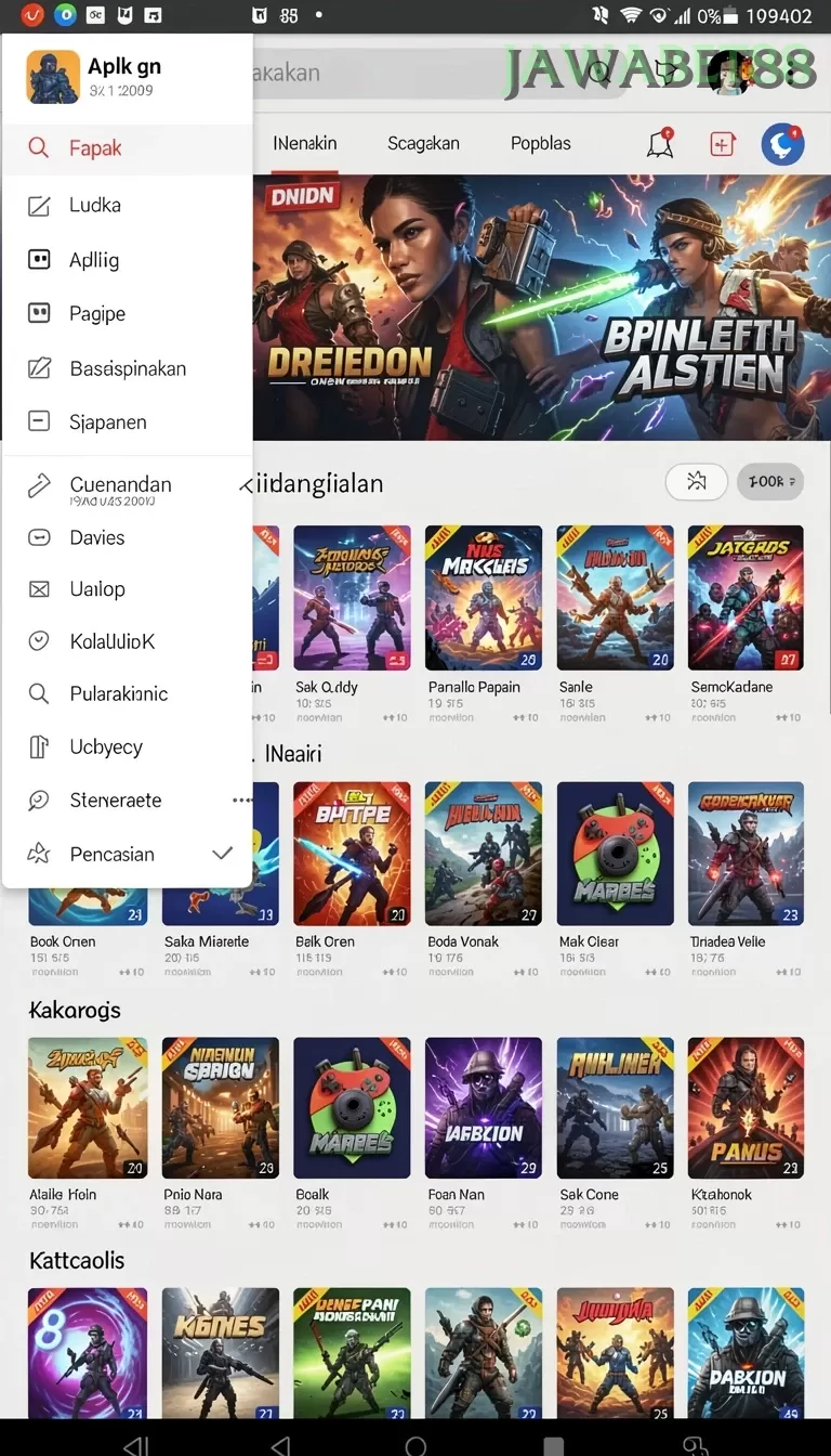 Cuplikan layar RAJABOTAK — menu navigasi
